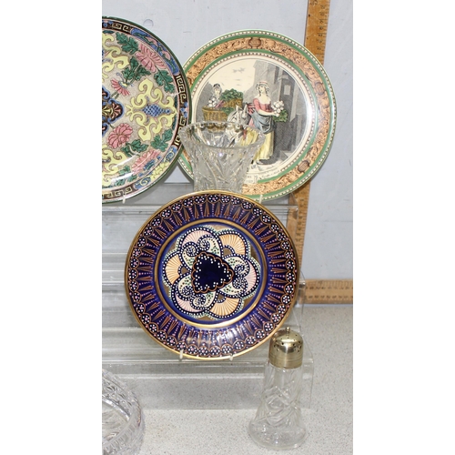 1720 - Qty of misc to incl collectable wall plates (Royal Doulton & Quimper) and cut glass items