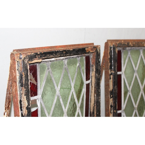 1746 - 2 x vintage stained glass canal boat windows, approx 41cm wide x 23cm deep x 63cm high