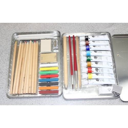 1787 - Large quantity of artist materials to include Winsor & Newton oil & watercolour paint, new brushes &... 