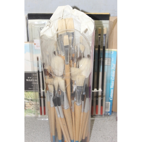 1787 - Large quantity of artist materials to include Winsor & Newton oil & watercolour paint, new brushes &... 