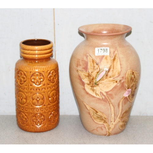 1798 - Pair of Vases to include a west German marked 289-27 and another vase with floral glazed design mark... 