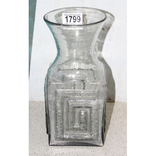 1799 - Pair of glass vases to include 1 by Frank Thrower for Dartington