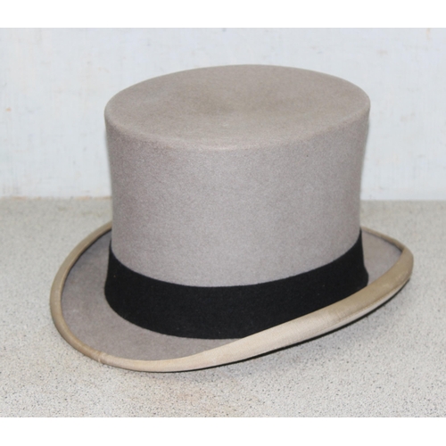 201 - A vintage Lock & Co grey top hat in original box, no size but on the smaller size