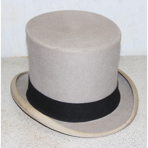 201 - A vintage Lock & Co grey top hat in original box, no size but on the smaller size