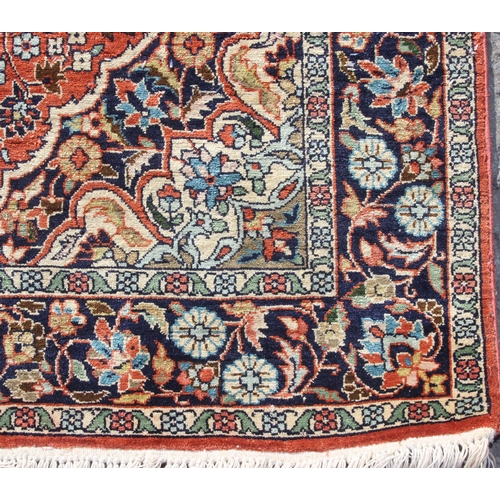 203 - A highly decorative silk Persian Kashan style rug with label verso, one of a pair matching lot 204, ... 