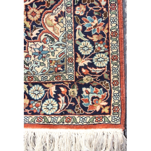 204 - A highly decorative silk Persian Kashan style rug with label verso, one of a pair matching lot 203, ... 