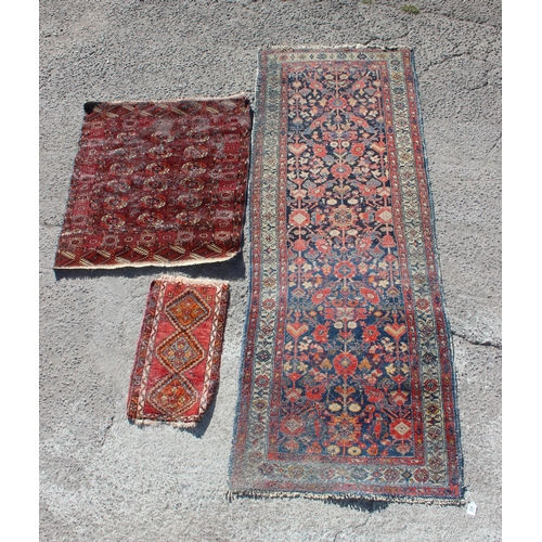 208 - 3 vintage rugs, the runner approx 295cm x 107cm