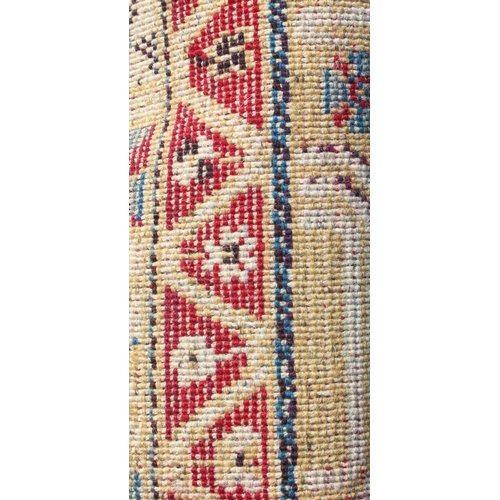 213 - Colourful vintage hand made rug, approx 150cm x 105cm