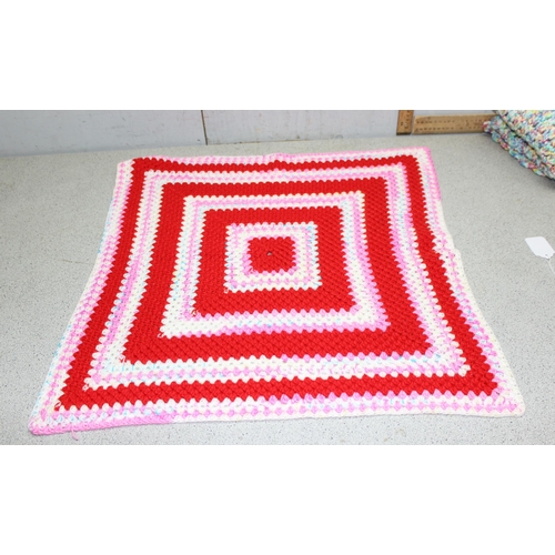 214 - 3 crocheted blankets, largest approx 113cm x 113cm