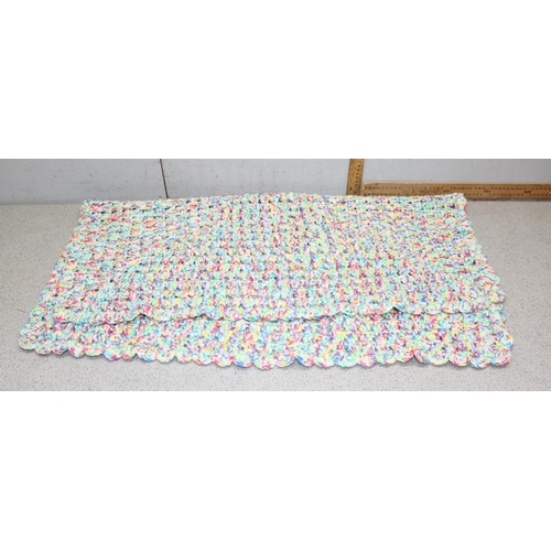 214 - 3 crocheted blankets, largest approx 113cm x 113cm