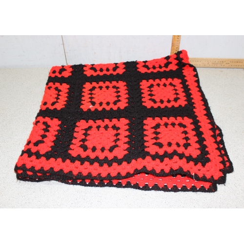 214 - 3 crocheted blankets, largest approx 113cm x 113cm