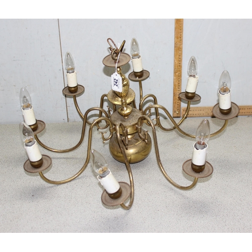 242 - 8-branch brass chandelier style ceiling light