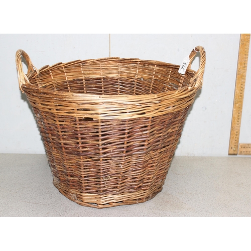 275 - Vintage wicker log basket, approx 50cm wide