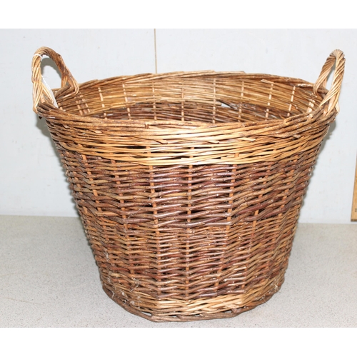 275 - Vintage wicker log basket, approx 50cm wide