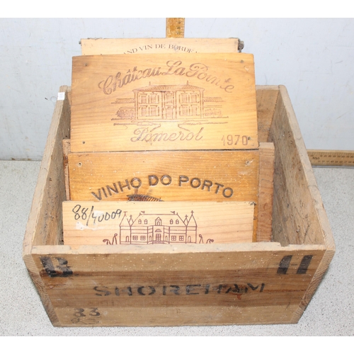 277 - A vintage Chateau Haut Brion wine box and a large qty of assorted wooden wine box ends