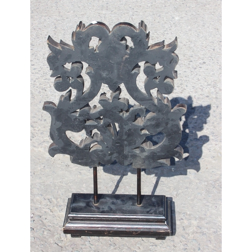 281 - 3 unusual highly decorative sculptures on stands, each approx 72cm tall