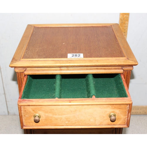 282 - Mahogany 4-drawer collector's cabinet, approx 40cm H x 30cm D x 30cm W