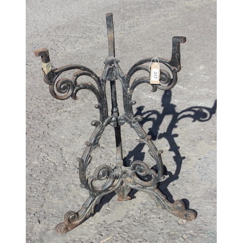 317 - Vintage cast iron table base, approx 70cm tall