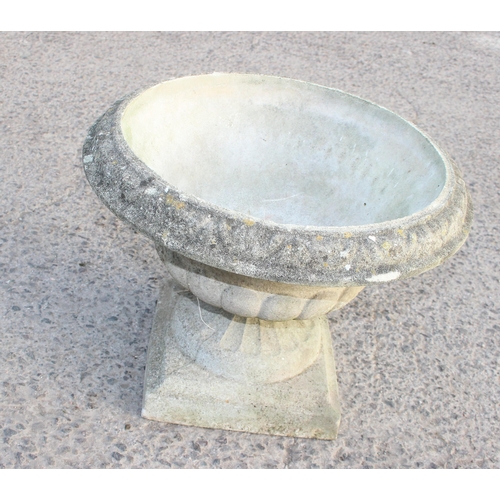 333 - A weathered stone or concrete garden planter, approx 53cm in diameter x 41cm tall