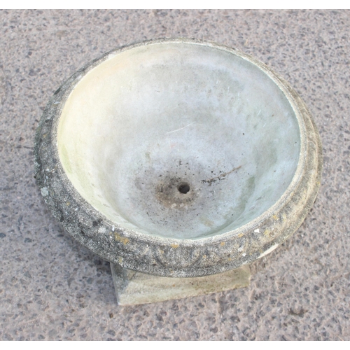 333 - A weathered stone or concrete garden planter, approx 53cm in diameter x 41cm tall