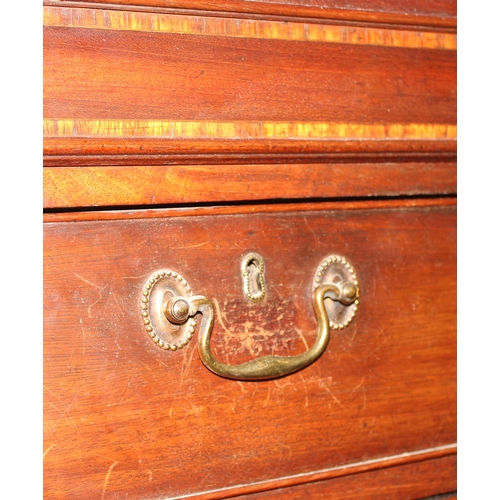 40 - A 19th century mahogany chest on chest, 2 over 7 drawers with brass drop handles and bracket feet, a... 