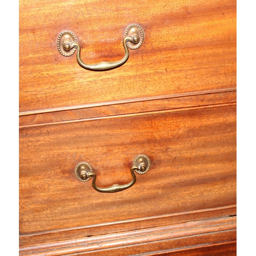 40 - A 19th century mahogany chest on chest, 2 over 7 drawers with brass drop handles and bracket feet, a... 