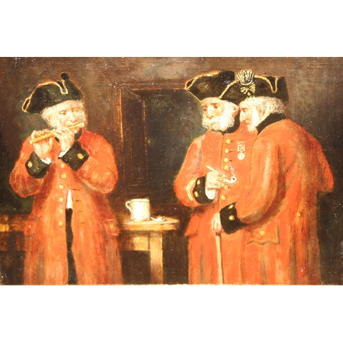 401 - After E.R. White, oil on board of Chelsea Pensioners, unsigned, the original titled 