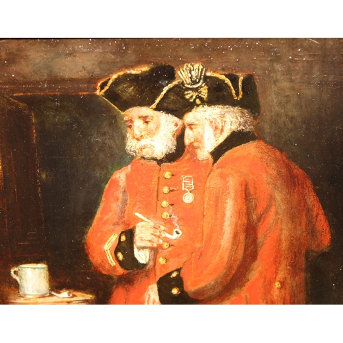 401 - After E.R. White, oil on board of Chelsea Pensioners, unsigned, the original titled 