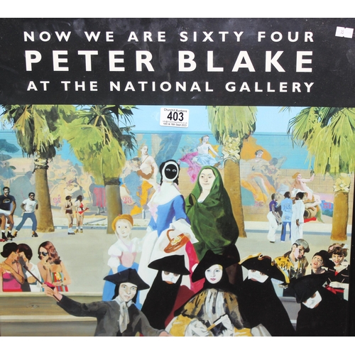 403 - Vintage Peter Blake at the National Gallery poster, approx 80cm x 54cm inc frame