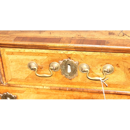 41 - A William & Mary or Queen Anne period c.1700 walnut veneer and feather-banded chest on stand of unus... 