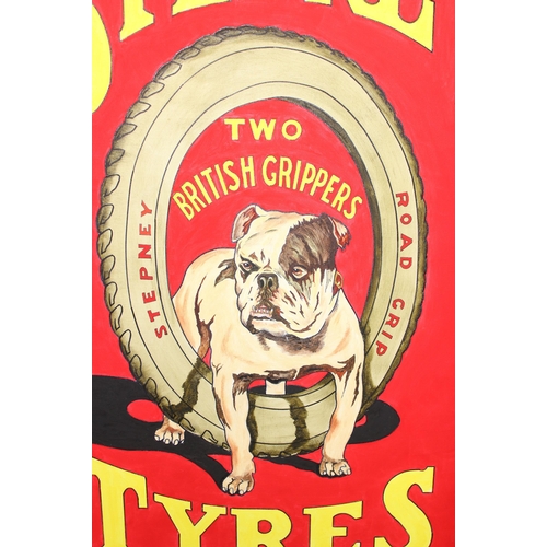 426 - Oil on canvas reproduction advertising picture for Stepney Tyres, approx 91cm x 60cm