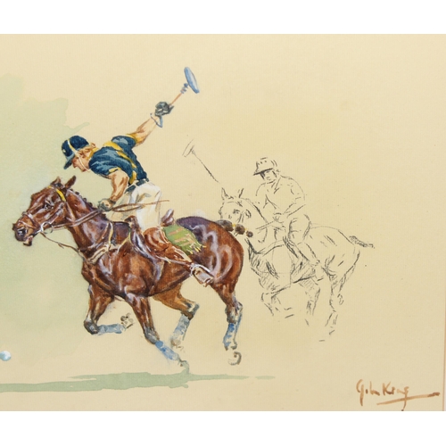 444 - John Gregory King (1929-2014), charcoal and watercolour sketch of Polo players, approx 52cm x 42cm i... 