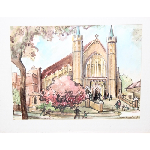 448 - 2 gilt framed watercolours in gilt frames signed Jane Harding, largest approx 44cm x 38cm