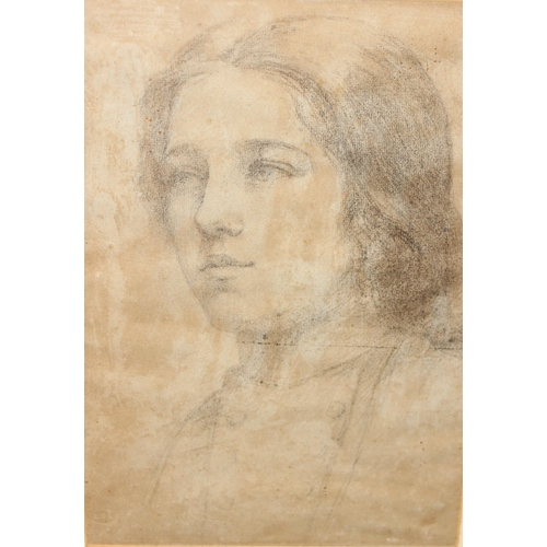 456 - Antique or later original drawing of a young lady, embossed lower left E.S.K, approx 58cm x 44cm inc... 