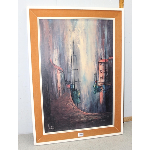 460 - Retro framed print of the painting by Raymond Klee titled 'Dream Harbour' approx 90cm x 65cm