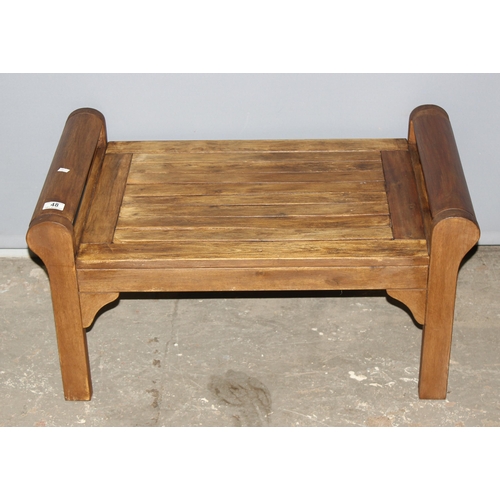 48 - A stained hardwood window seat or bench, approx 82cm wide x 52cm deep x 47cm tall