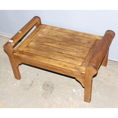 48 - A stained hardwood window seat or bench, approx 82cm wide x 52cm deep x 47cm tall