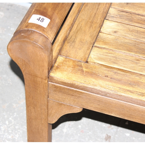 48 - A stained hardwood window seat or bench, approx 82cm wide x 52cm deep x 47cm tall