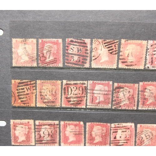 502 - Stamps - GB QV 1d Plates/Stars on cards, Used, Mixed Condition