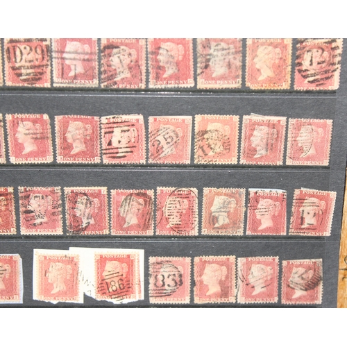 502 - Stamps - GB QV 1d Plates/Stars on cards, Used, Mixed Condition