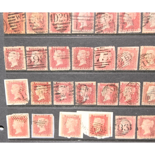 502 - Stamps - GB QV 1d Plates/Stars on cards, Used, Mixed Condition