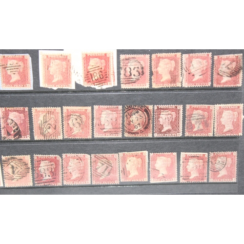 502 - Stamps - GB QV 1d Plates/Stars on cards, Used, Mixed Condition