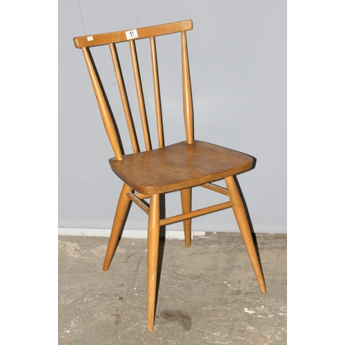 51 - A retro blonde Ercol 391 dining chair