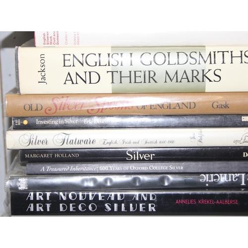 566 - Large collection of books on antique silver