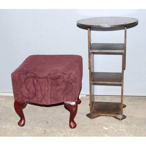 65 - An Art Deco period bookcase table and a small vintage stool (2)