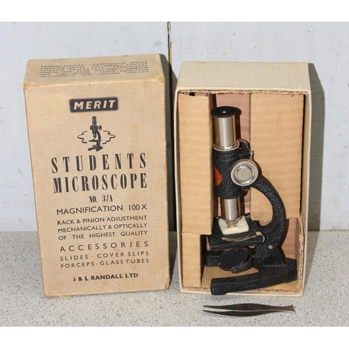 651 - Boxed Merit student's microscope by J&L Randall Ltd