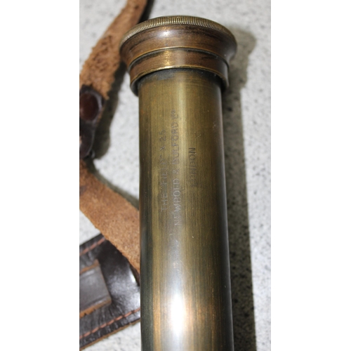 657 - Vintage telescope in leather case by Newbold and Bulford LTD of London, The Field x25