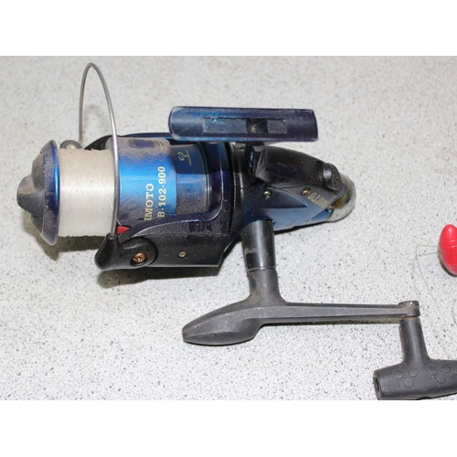 708 - Qty of fishing equipment to incl vintage rods, reels, weights and hooks etc