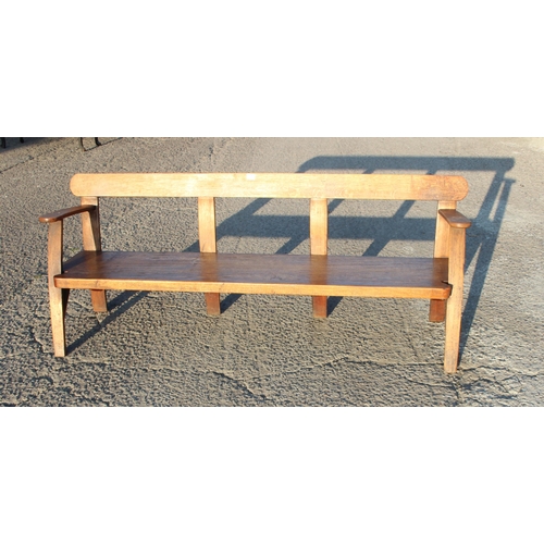 73 - An unusual vintage oak settle or bench, approx 185cm wide x 47cm deep x 71cm tall