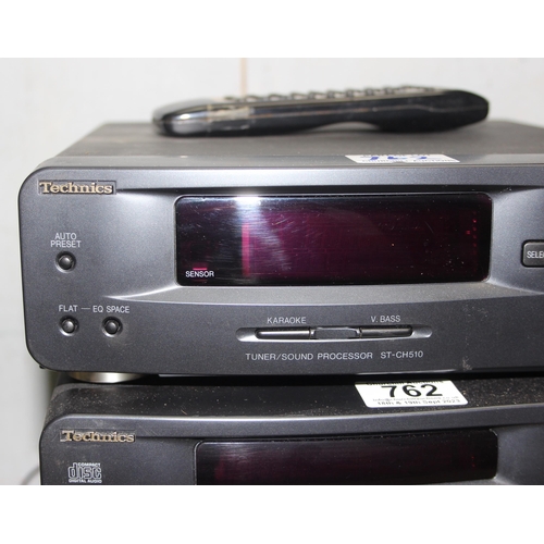 762 - Qty of Technics audio equipment to include sound processor ST-CH510, Compact disc player SL-CH510, S... 